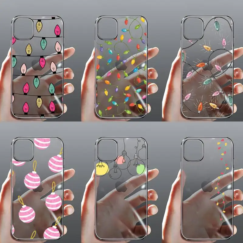 

fashion Christmas lights color Phone Case Transparent for iPhone Samsung 11 12 6 7 8 9 30 Pro X Max XR Plus lite