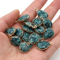 natural blue crazy agates pendants charms water drop shape pendants plating golden for jewelry necklace bracelets 14x23mm