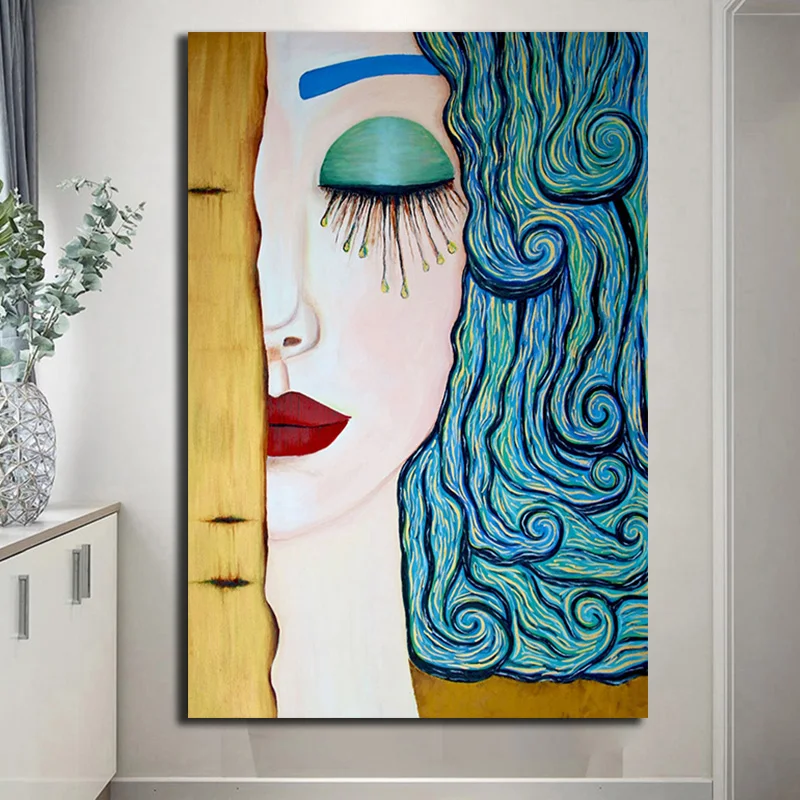 Abstract Gustav Klimt Tear Oil Painting Classic Posters and Prints Art Wall Pictures Cuadros for Living Room Home Decor | Дом и сад