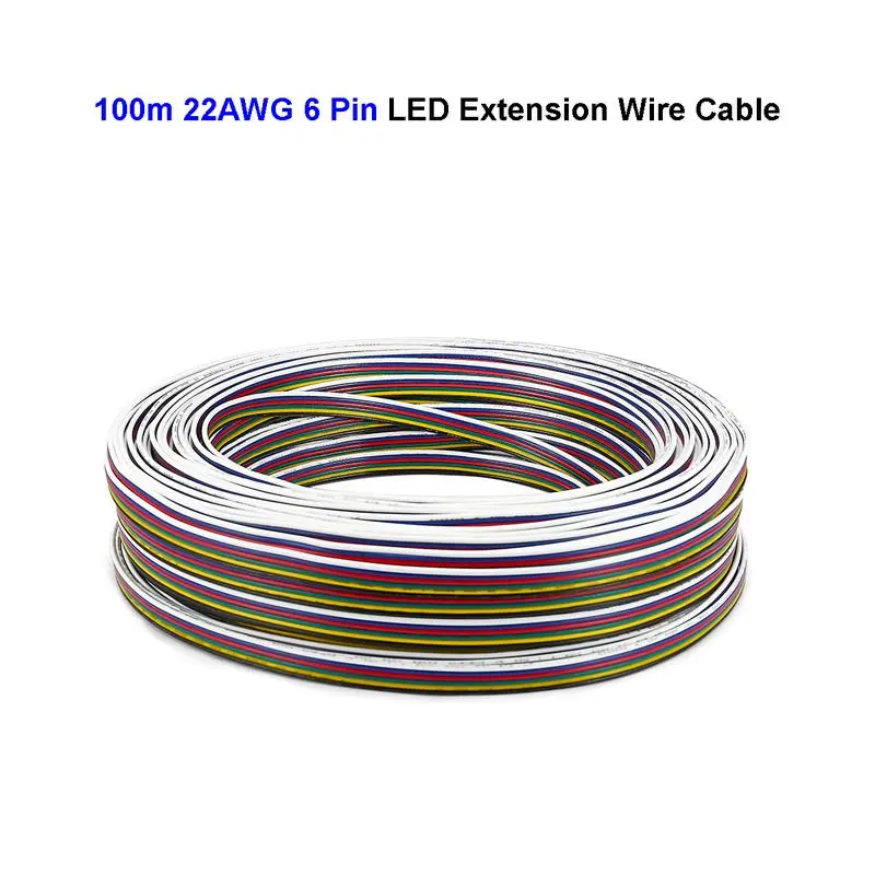 3 рулона 6 Pin Электрический кабель 100 м 22AWG JST луженая медь ядер провод