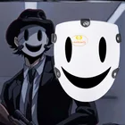 Маска к Хэллоуину аниме высокий подъем вторжение Косплэй белая маска Шапка черного цвета Tenkuu Shinpan Ангелы со смайликом костюм самурая ужас реквизит