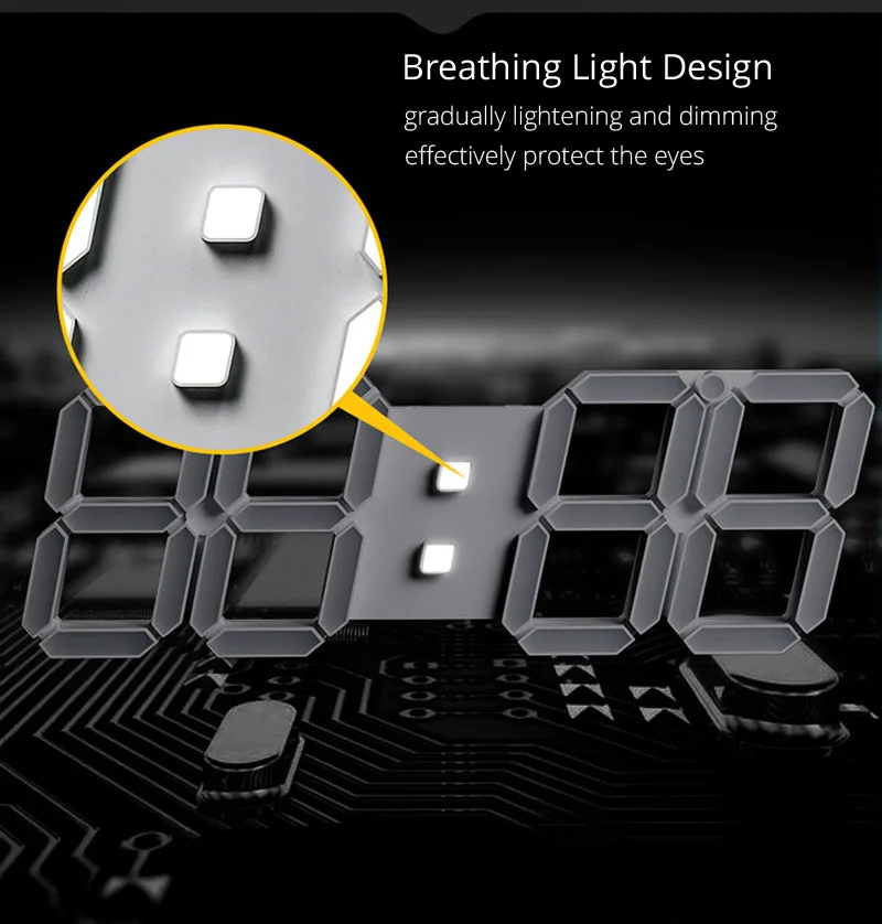 Большие светодиодный настенные часы 39 см современные цифровые 3D будильник