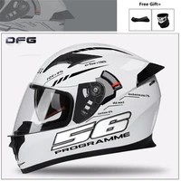 full face double lens motorcycle helmet 56 white riding motocross racing motobike helmet dot ce