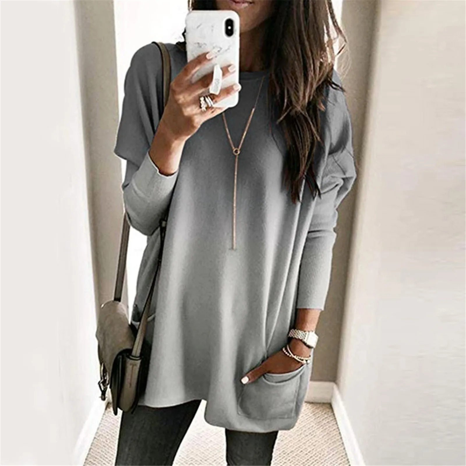 Женская зимняя длинная футболка с длинным рукавом Размеры d | одежда