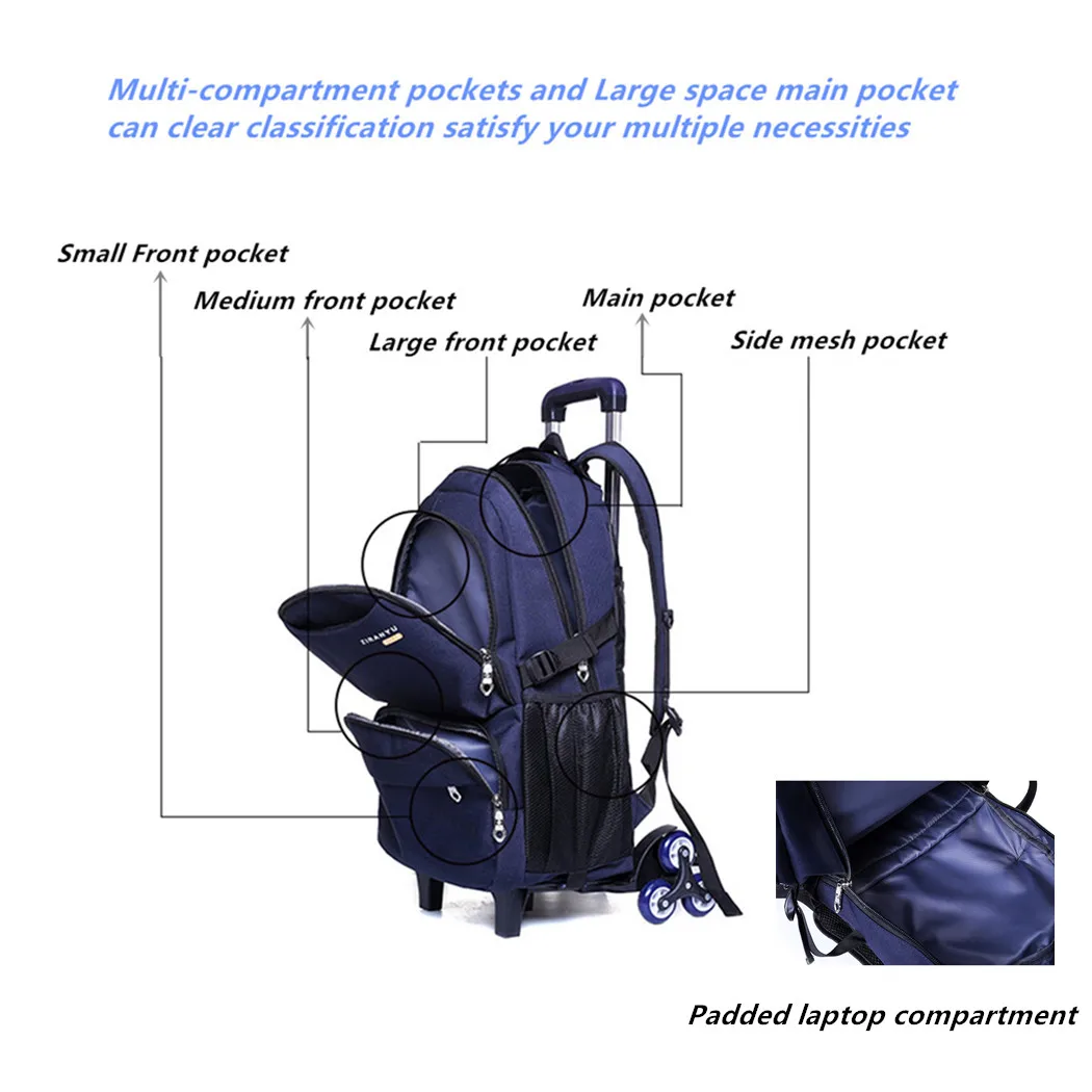 Съемный Детский рюкзак на колесиках для мальчиков школьная сумка повседневный