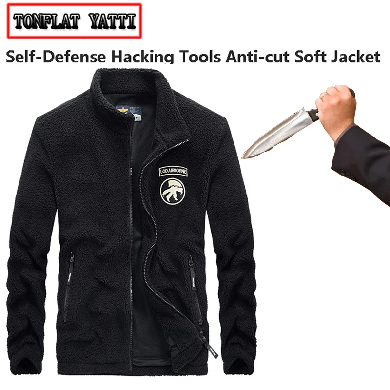 

Men Anti-Cutting Stab-Resistant Self-Defense Jacket Military Tactics Fbi Police Protective Fur Collar Fashion Safety Clothing