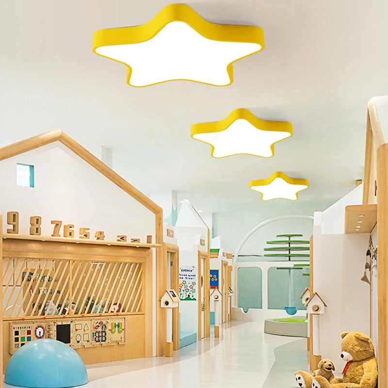 Lámpara de techo con diseño de estrella de cinco puntas para habitación de niños, luz LED moderna para dormitorio, pasillo de la lámpara del techo