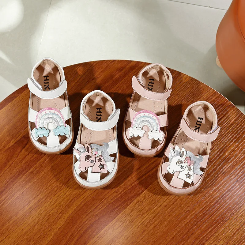 

Summer baby unicorn shoes girls Kids Beach Sandals for Boys Soft Leather Bottom Non-Slip Closed Toe Safty Shoes Children Shoes