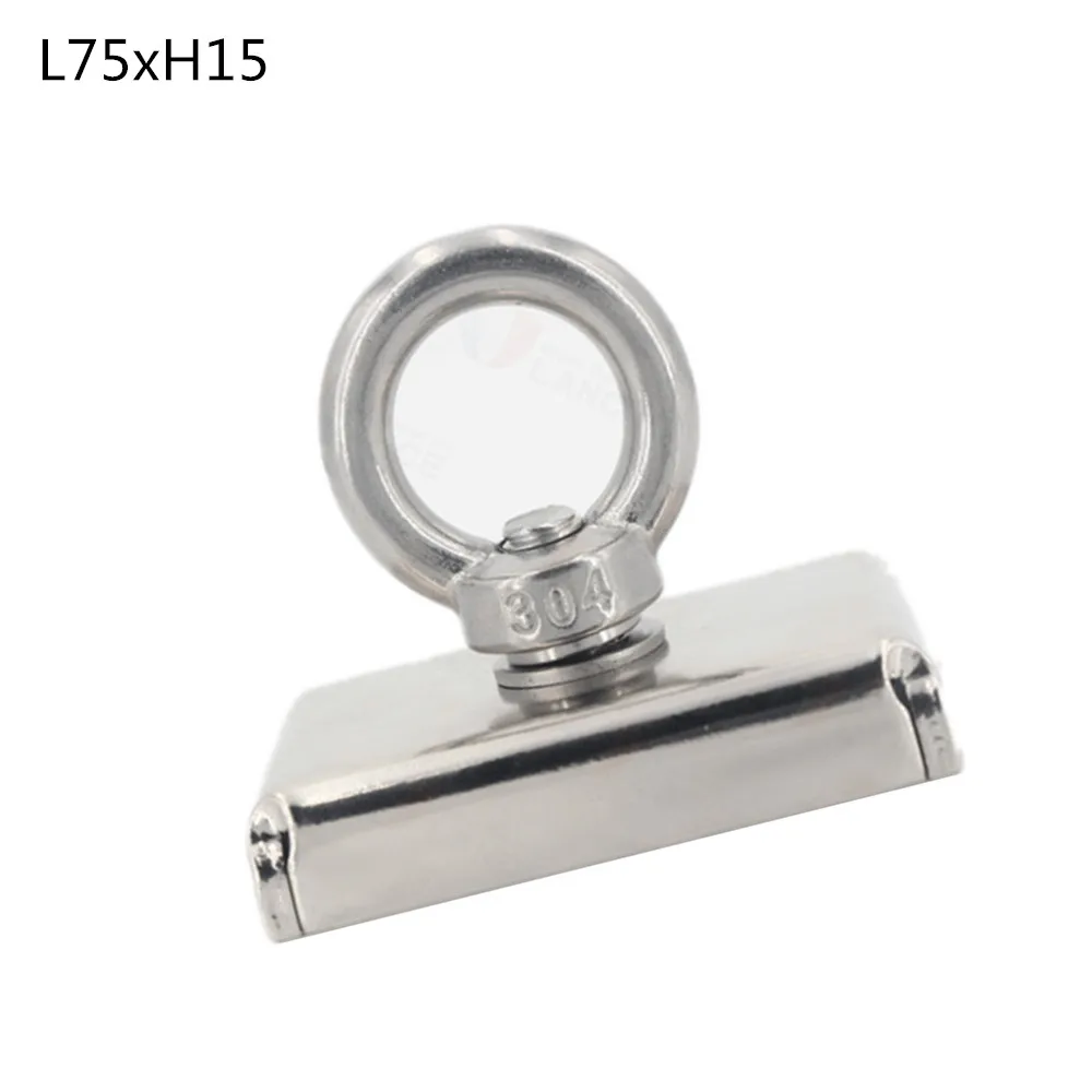 

Strong Neodymium Magnet Double side Search magnet hook super power Salvage Fishing magnetic L75*H15mm 300kg Stell Cup holder