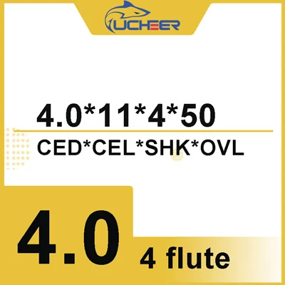 4d4D11l50L UCHEER Цена со скидкой; CNC инструменты HRC50 4 флейты 4/6 мм сплав с ЧПУ твердосплавные фрезерные пластины Вольфрам Сталь цилиндрическая фреза с твёрдосплавной пластиной - Длина режущей кромки: 4d4D11l50L