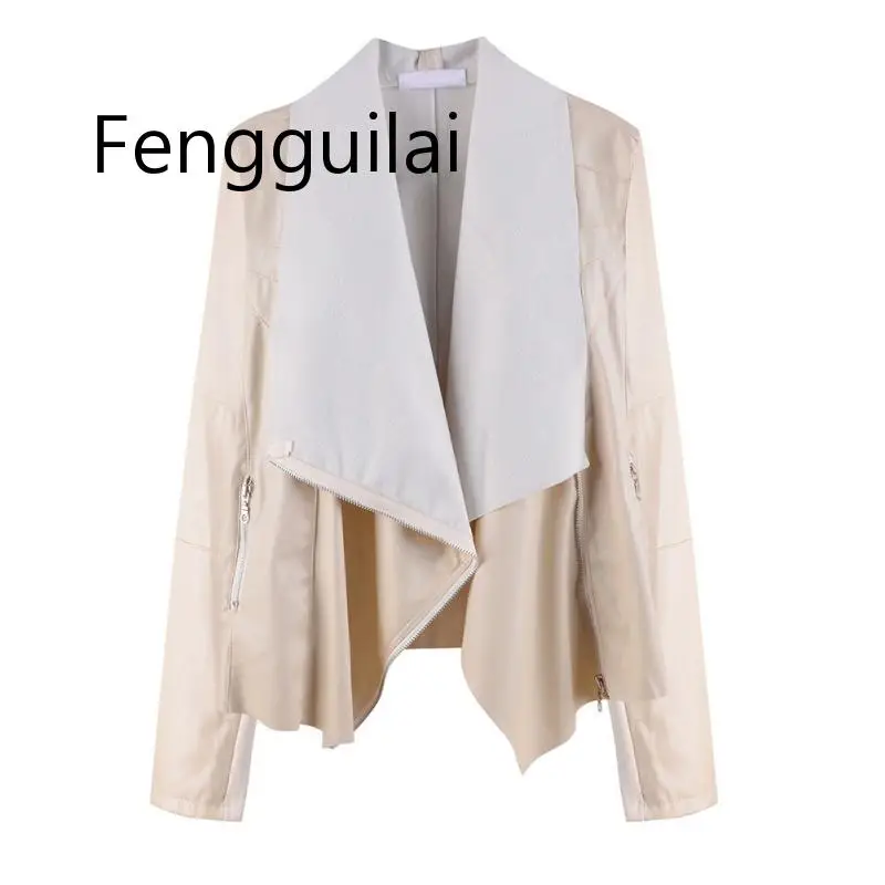

Pu Leather Jacket Women Fashion Bright Colors Black Motorcycle Coat Short Faux Leather Biker Jacket Soft Jacket Female