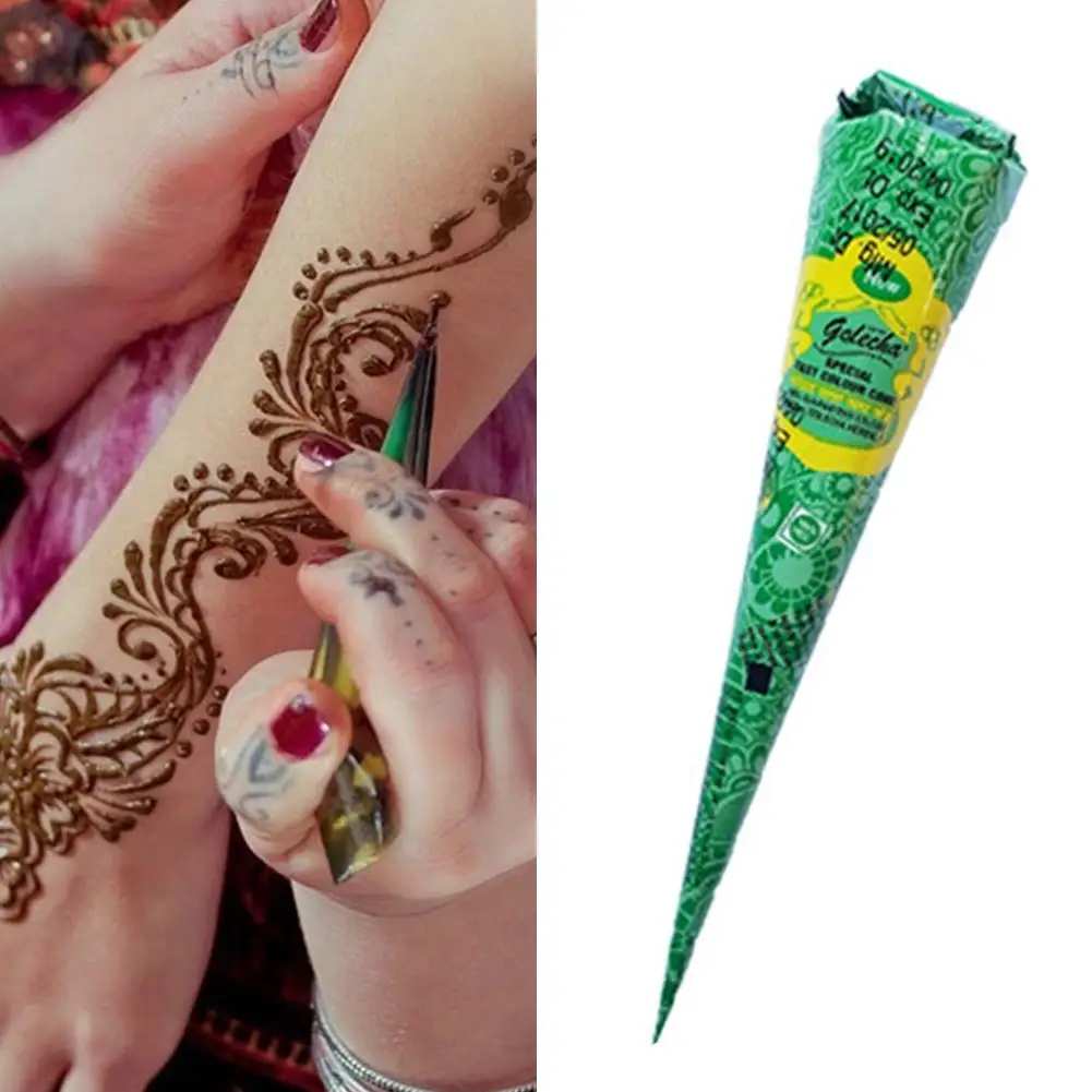 

New Henna Tattoo Paste Black Brown Red White Henna Sticker Paint For Temporary Cones Body Tattoo Indian Art Cone Cream O5U2