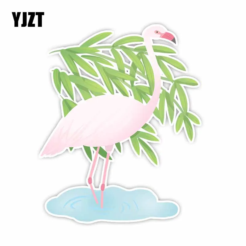 

YJZT 15CM*12.2CM Fashion Creative White Flamingo PVC Animal Car Sticker Decal C29-1114