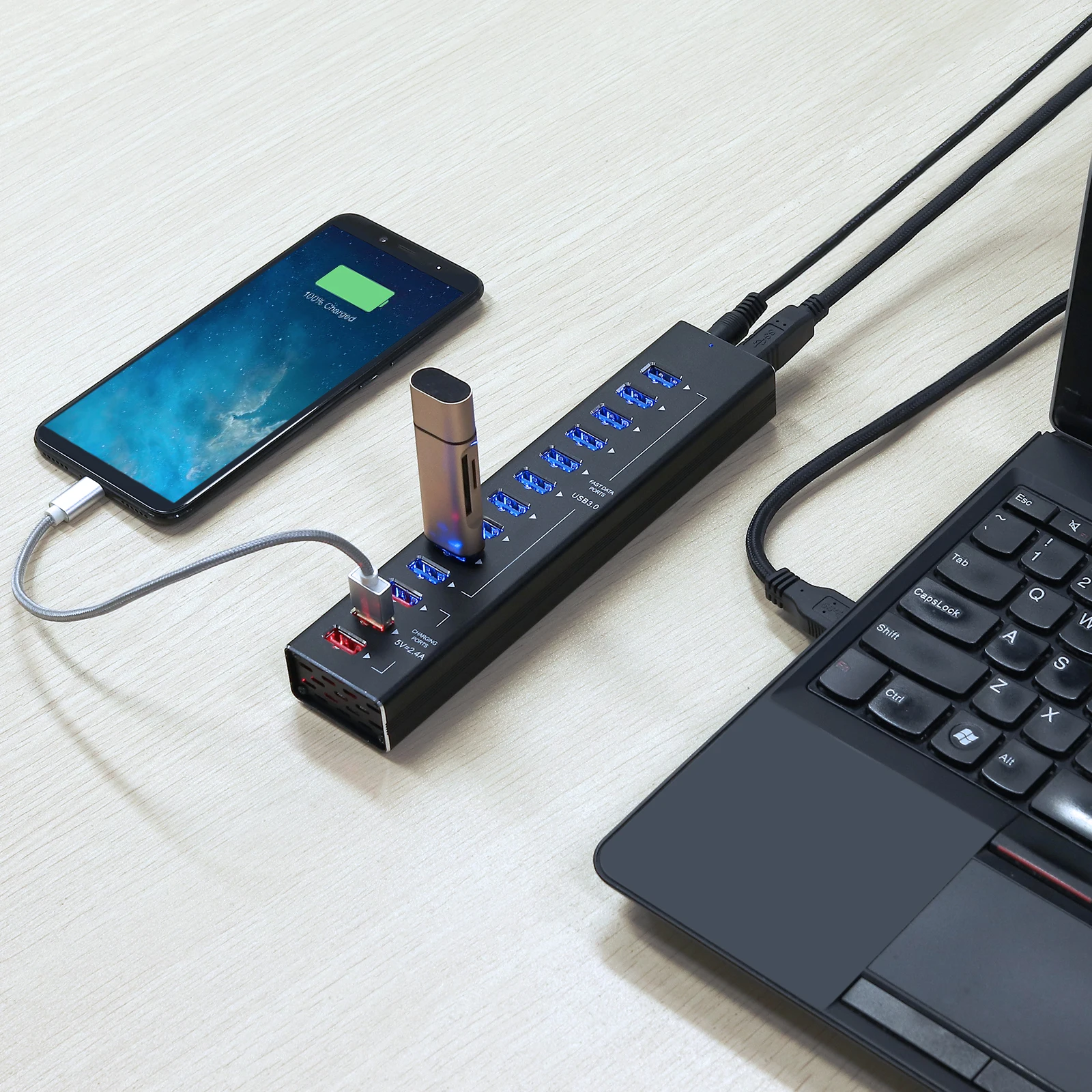 Proster в течениi 13 Порты и разъёмы USB Hub Многофункциональный 10 3 0 QI Беспроводная