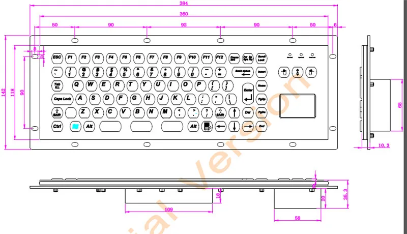 

87 key buttons Hexagon keycap waterproof keyboards with optional touchpad stainless steel metal keyboard