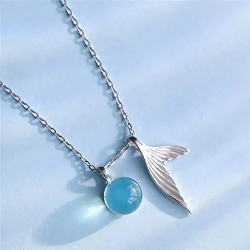 925 Чистое серебро ожерелье со стеклянными кристаллами цепочка для ключицы форма