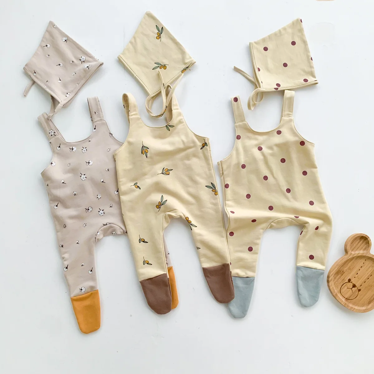 

2021autum Newborn Baby Clothes Printed Long Sleeve Baby Footed Jumpsuit Rompers Cotton Soft Infant Boy Girl Bottoming Jumpsuits