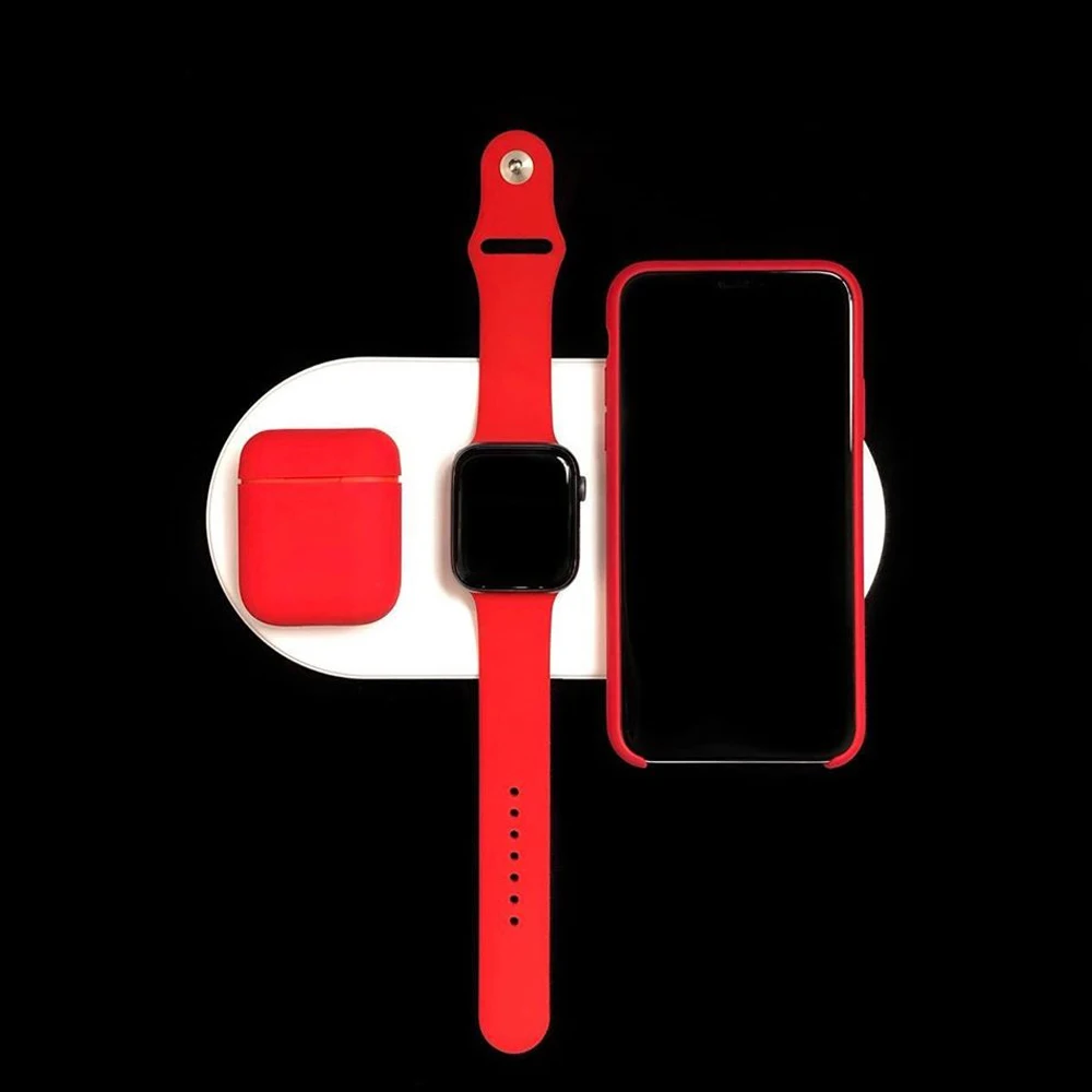 Двойное Быстрое беспроводное зарядное устройство QI для Apple Watch 2 3 4 IPhone 8 8Plus X XR XS 11