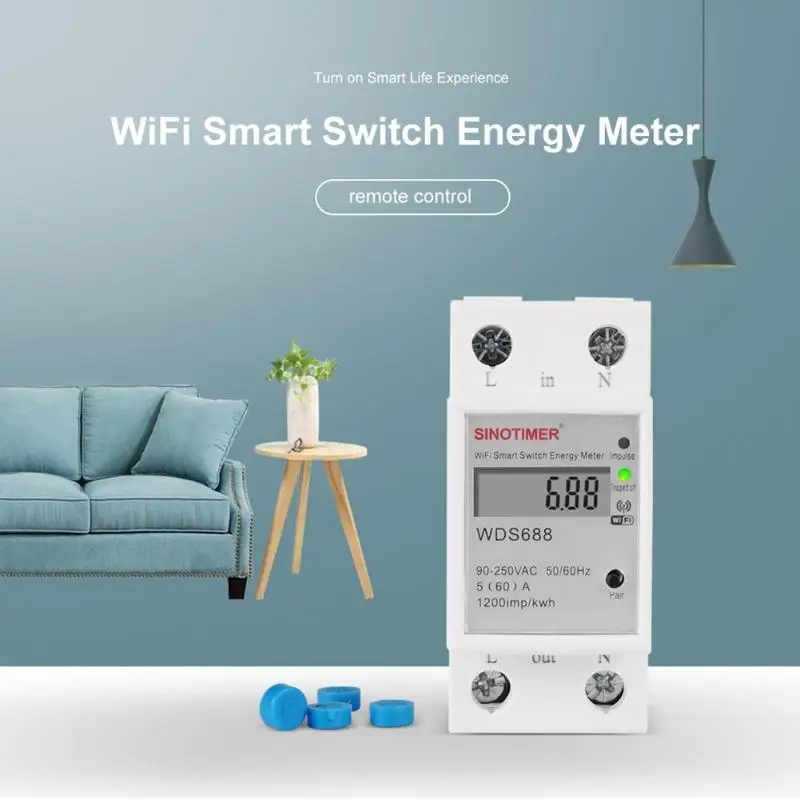 WDS688 Single Phrase DIN Rail WiFi Smart Energy Meter App Remote Control Electrical Equipment and Supplies | Обустройство дома