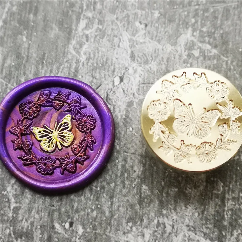 

Lovely Butterfly wax stamp with wreath flowers Stamp DIY sealing stamps Ancient Seal Retro Stamp,Personalized Stamp Wax Seal