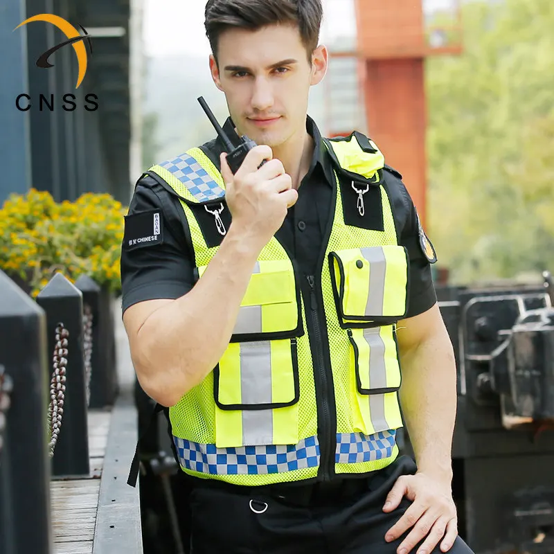 

Светоотражающий Жилет для работы с высокой видимостью, мужской жилет, жилет с многофункциональными карманами для езды на велосипеде, дорож...