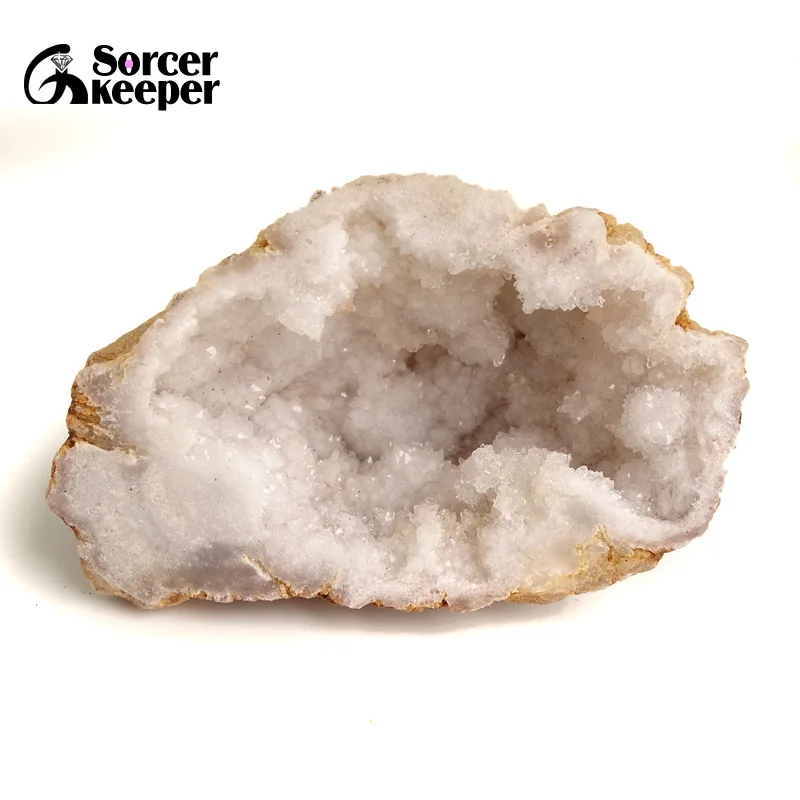 

190 г натуральный белый Агат фрагмент жеоды Кристалл минеральная кварцевая пещера образец энергии камень заживляет украшения дома BD923