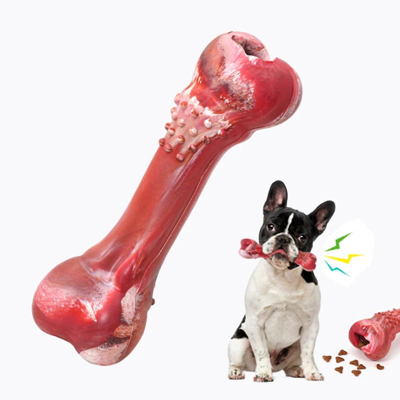 

Dog Toy Chews Toys Supplies Rubber Bone Nibble Vocalize Leaking Food Molar Teeth Clean Stick Food Treats Dogs Bones