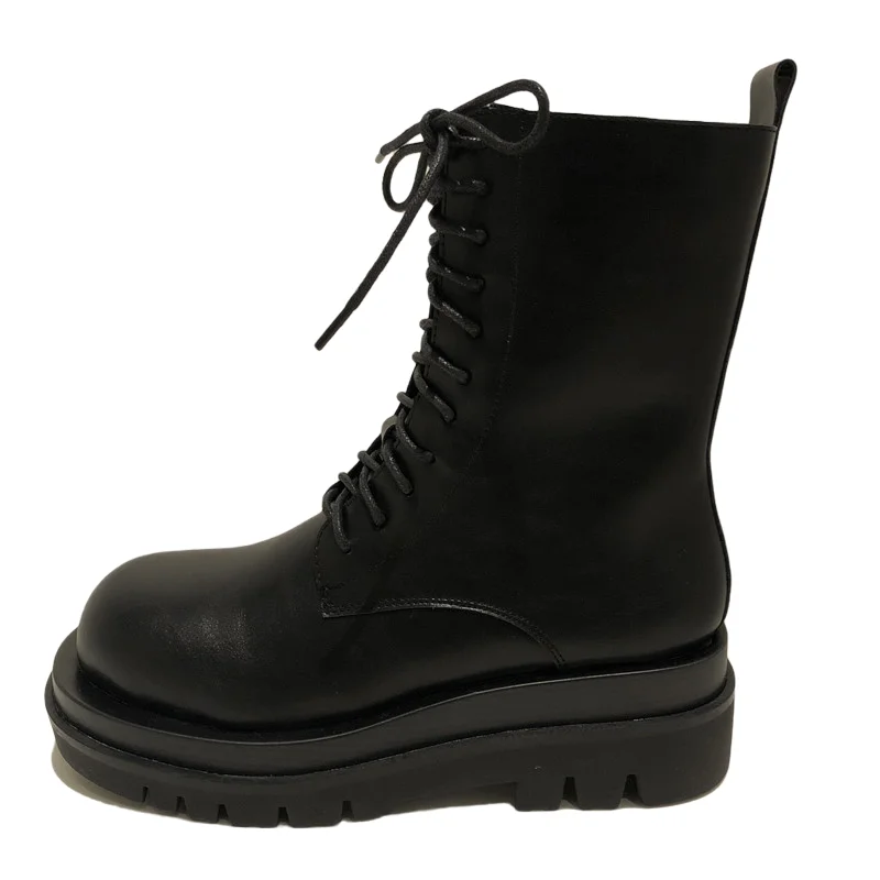 

Autumn Winter New Style Martin Boots Lace-up Zipper Thick-soled Short Boots Women