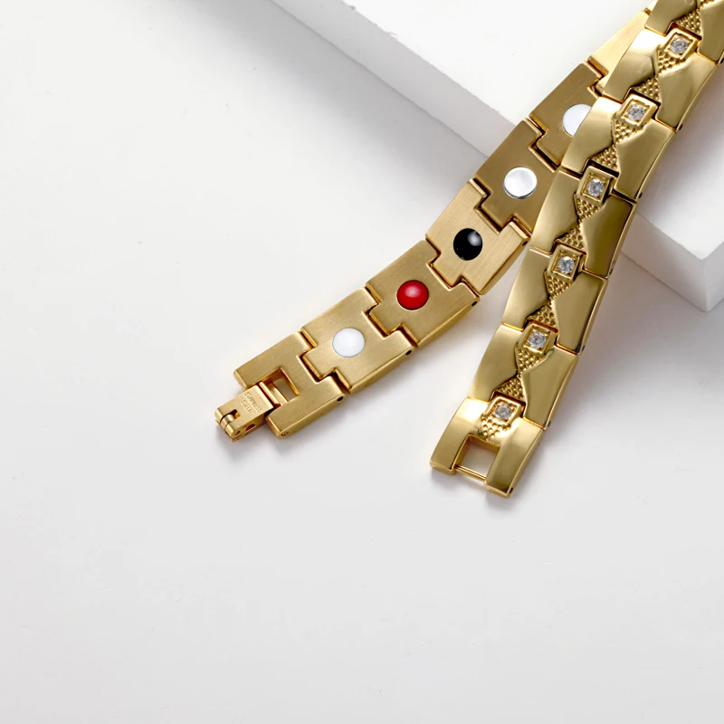 Женский браслет 4 в 1 Rainso из нержавеющей стали с магнитом и золотым цирконием