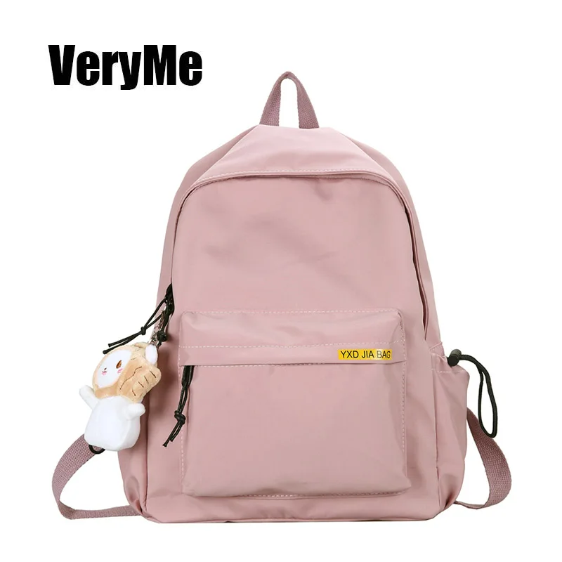

VeryMe Solid Color Women Shoulder Bag Girl Children School Backpacks Female Waterproof Nylon Multi Pocket Travel Backpacks sac