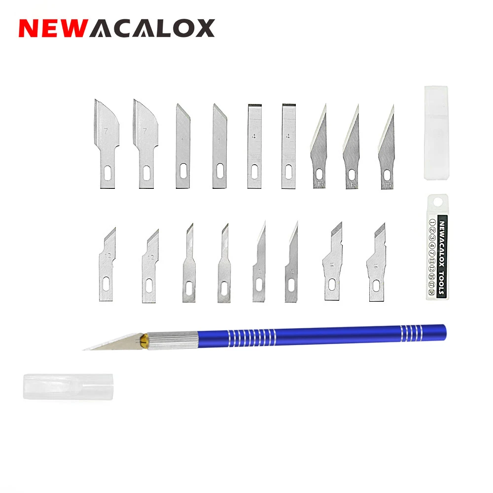 

NEWACALOX 19PCS Precision Hobby Knife Carving Knife for Arts Crafts DIY PCB Repair Leather Films Wood working Pen