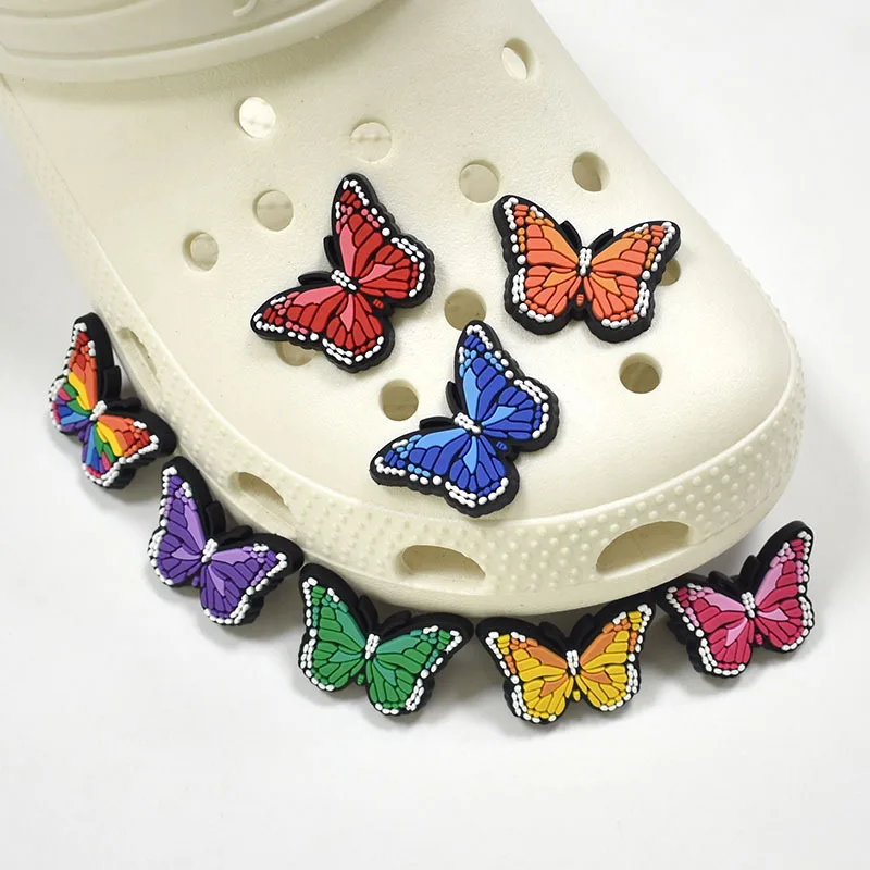 

1pc Colorful Butterfly JIBZ Croc Charms Accessories DIY PVC Garden Shoe Buckles Decoration Sandals Ornaments Kids Party Gifts