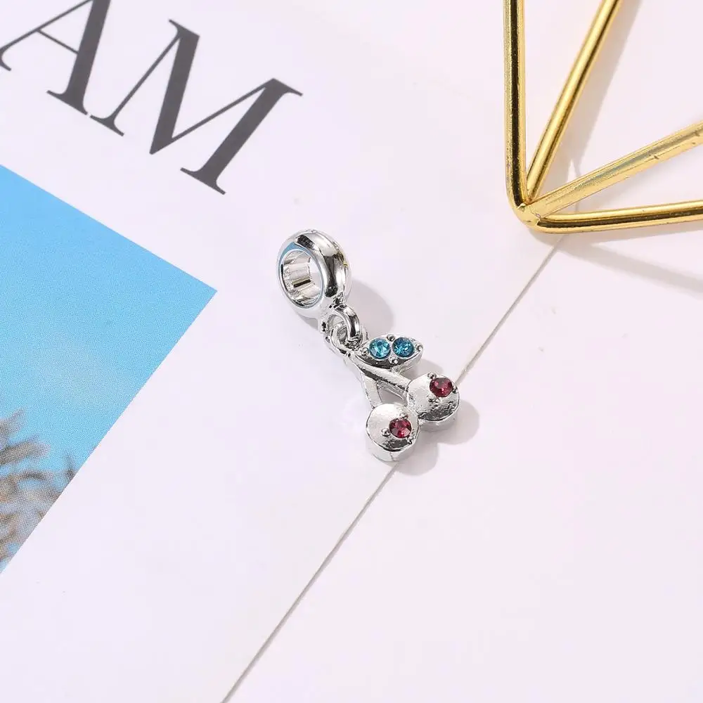Cute Jewelry DIY Crystal Fruit Cherry Charms Beads fit Original Pandora Bracelets Pendants Bangles for Women Making | Украшения и