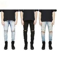 denim street slim straight ripped jeans men korean style high street personality design mens baggy jeans