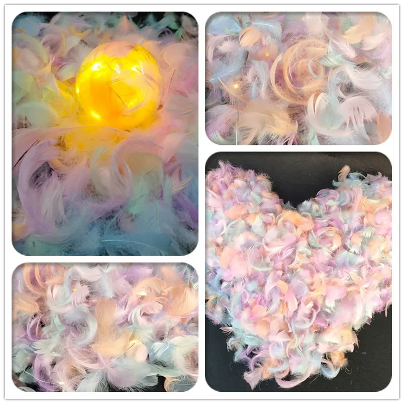 

Feathers Wholesale 100pcs 4-8cm Small Swan Plume Fluffy Colourful Natural Goose Plumes for Crafts Dress Trimming Jewelry Making