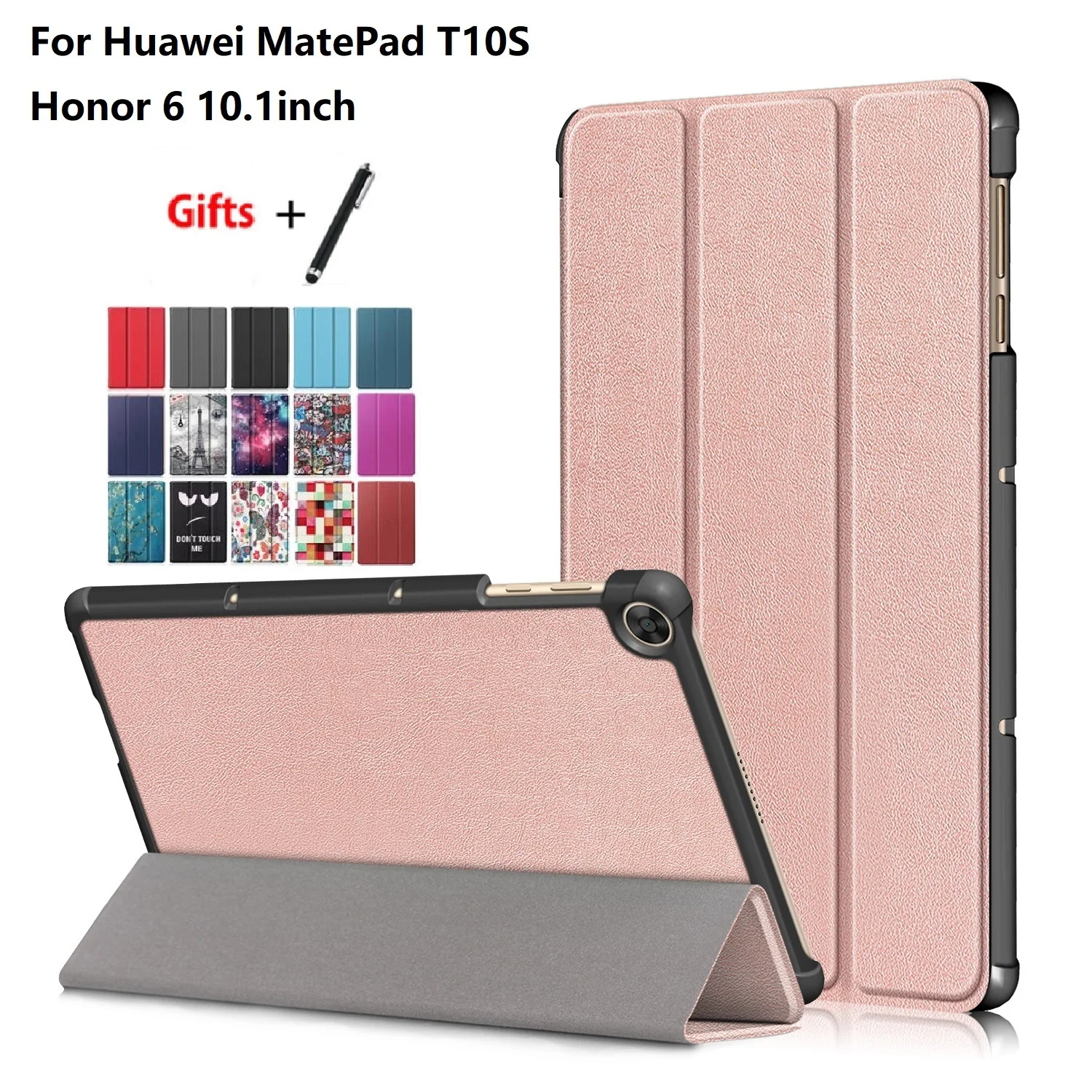 

Slim Folio Tablet Case for Huawei MatePad T10S Honor 6 10.1'' Folding Stand Smart Shell for AGS3-AL09HN AGS3-W09HN + Pen