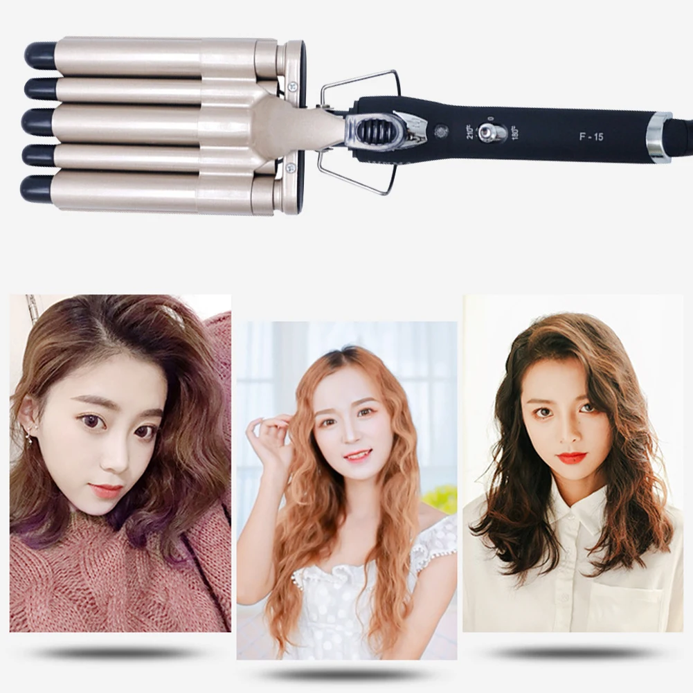 

Hair Crimper Curling Iron Ceramic Crimpers Wavers Curler Wand Fast Heating five 5 Barrels Hair Waver Tools for All Types of Hair