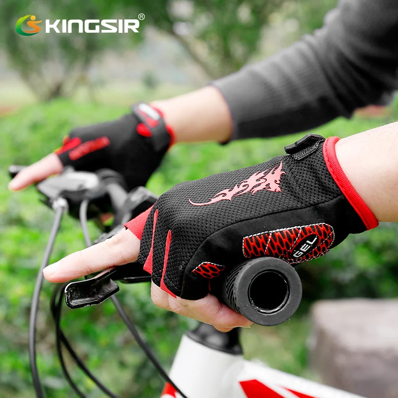 Дышащие велосипедные перчатки KINGSIR на полпальца мужские летние для горного