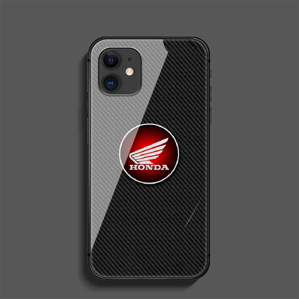 

Civic Type R Honda Phone Tempered Glass Case Cover For Iphone 5 6 7 8 11 12 5S 6S X Xr XS Se Max Plus Pro Mini Black Waterproof
