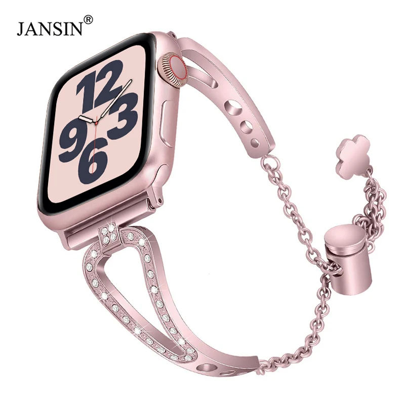 Браслет металлический женский со стразами для Apple Watch Ювелирное Украшение серии SE