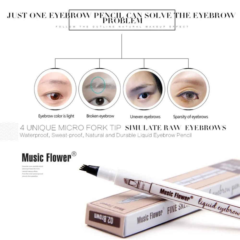 Карандаш для микроблейдинга бровей с музыкальным цветком вилка наконечник