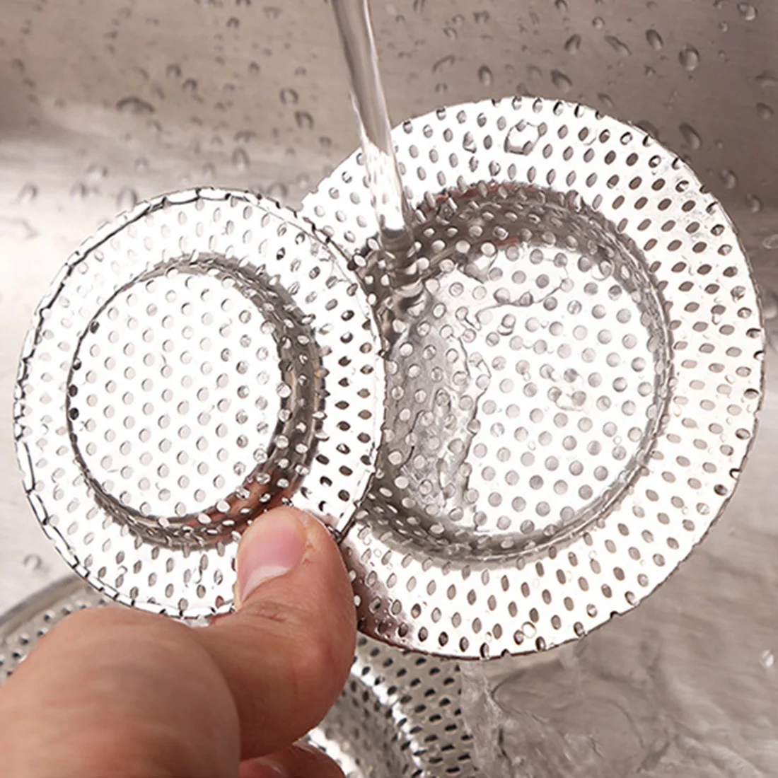 

3pcs/set Drain Filter Stainless Steel Sewer Mesh Residue Bathroom Home Stopper Catcher Kitchen Supplies Outfall Sink Strainer