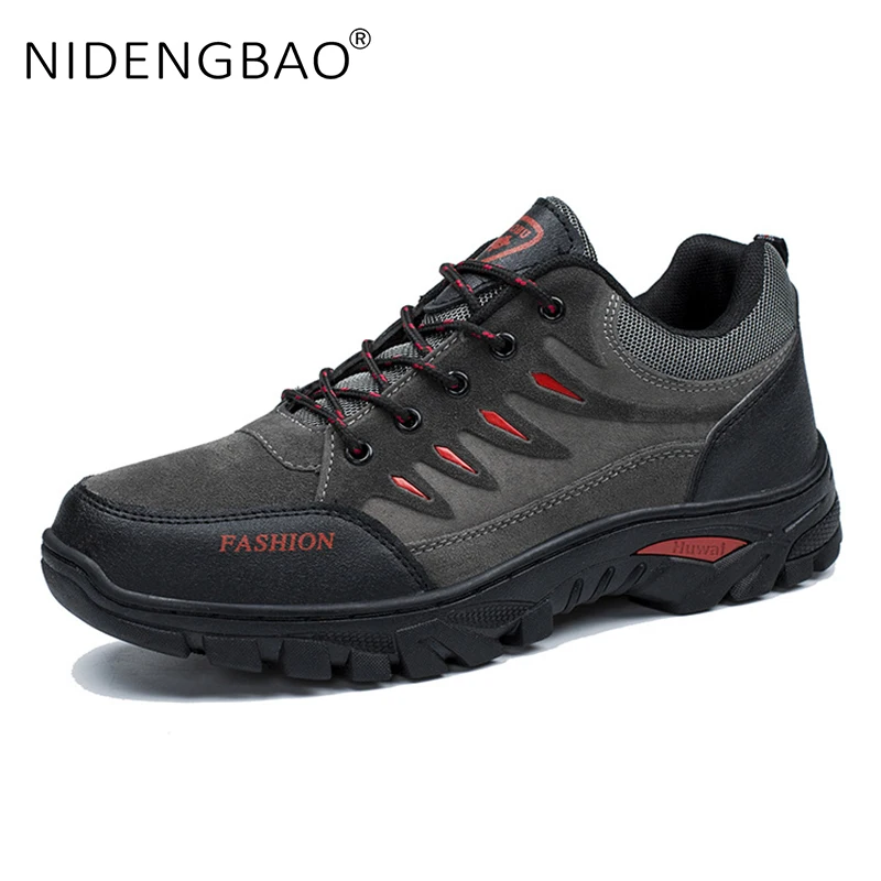 Outdoor Sneakers for Men Lace Up Breathable Hiking Shoes Trekking Mans Footwear Anti-Slip Sports Shoes Army Green Good Match