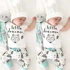 Комплект одежды для новорожденных мальчиков и девочек, футболка с милым принтом + штаны с цветочным принтом, 2 шт.