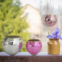 1pc dicso ball planter globe shape hanging vase flower planter pots rope hanging wall homw decorations
