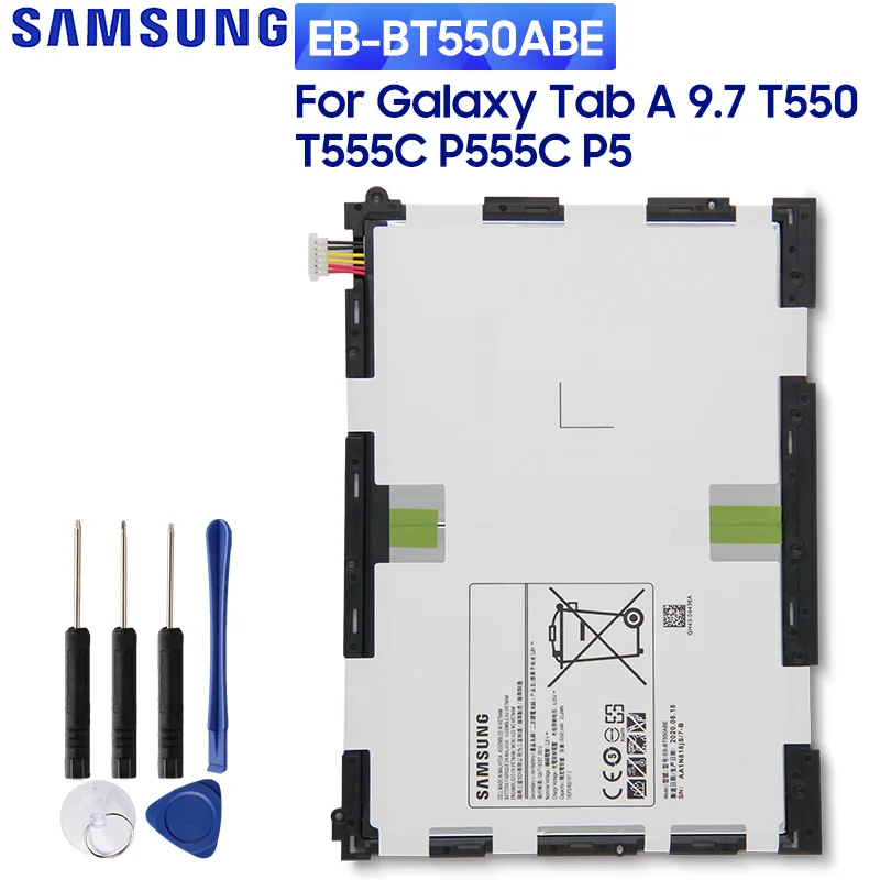 

Оригинальный аккумулятор для планшетов Samsung Galaxy Tab A 9,7, T550, P550, T555C, P555C, 6000 мАч, с инструментами