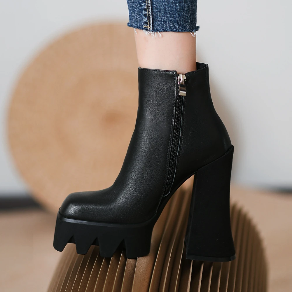 

Sarairis 2020 Fashion Genuine Leather Luxury Booties Women Shoes Platform Trendy Fashion Luxury Mature Boots Female