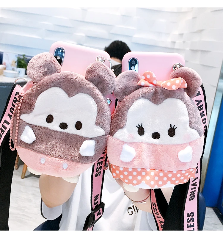 3D Furry Wallet Lanyard Phone Case for Samsung Galaxy A5 A6 A7 2018 A8 PLUS A9 2019 J4 J7 J8 A750 Soft Back Cover | Мобильные