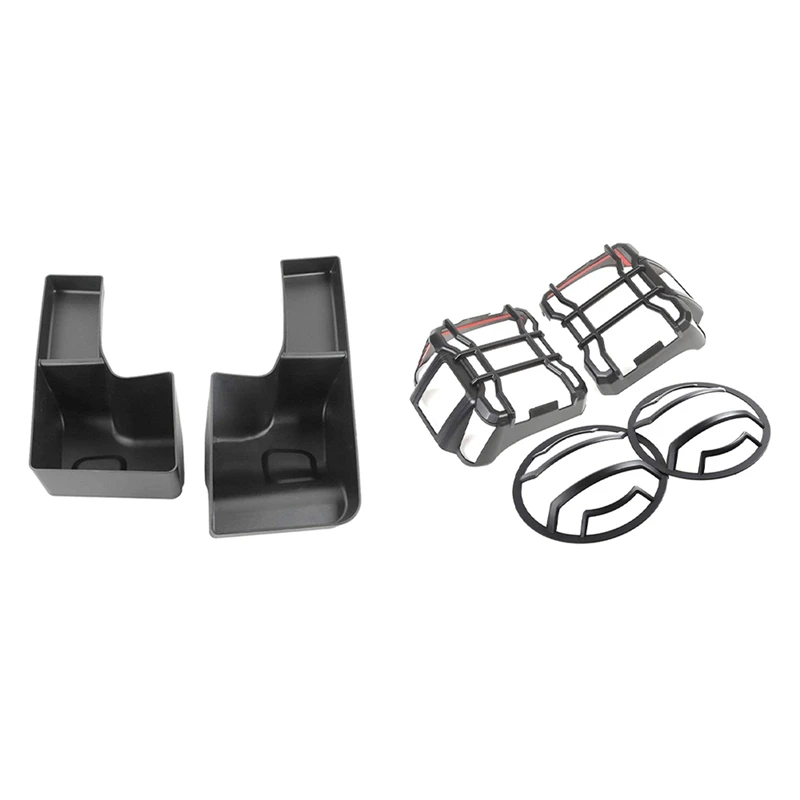 

Storage Box Trunk Cargo Side Tray For Jeep Wrangler JL 2018-2020 & Front Headlights Guard Tail Lights Guard Trim