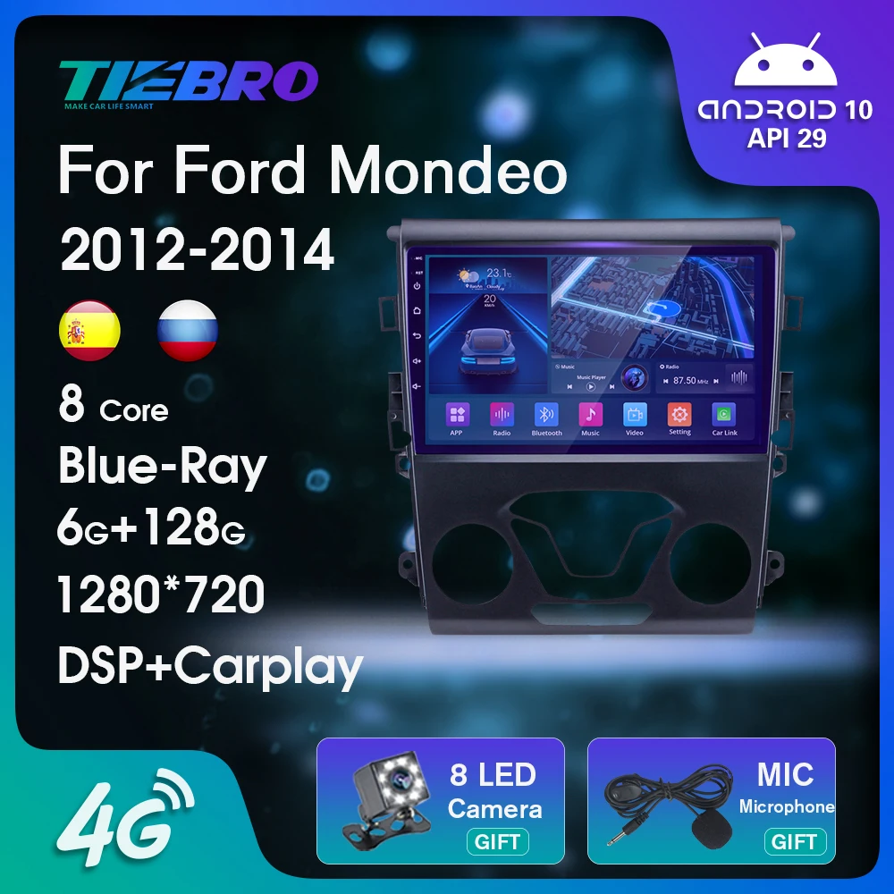 Автомагнитола 2DIN Android 10 для Ford Mondeo 2012-2014, Blu-Ray IPS экран, навигация, GPS, стерео, Bluetooth плеер, Авторадио IGO